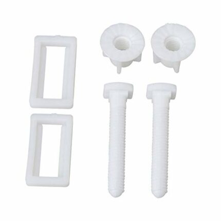 Yibuy 2 Set Toilet Seat Hinges Fixing Bolt Set White Plastic for Top Mount Toilet Seat Hinges