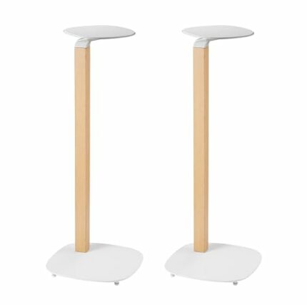 ynVISION.DESIGN Wooden Universal Speaker Floor Stands | 2 Pack | Pair | Speakers up to 22 LBS | Compatible with Sonos Era 300 | White