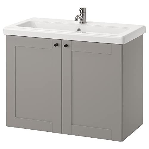 Ikea TVÄLLEN/ENHET wash-basin cabinet with 2 doors, 84x43x65 cm, grey frame/grey Pilkån tap