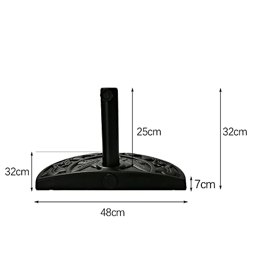 Ram® 10kg Resin Half Round Parasol Base Umbrella Stand Garden Outdoor Adjustable Parasol Base