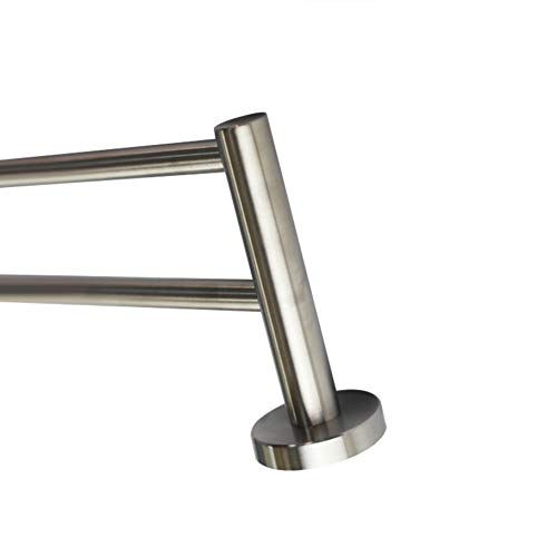 Premium Modern Double Towel Bar Rack w/Round Base (61 cm)- Brushed Finish, Made from Stainless Steel, Water and Rust Proof, Wall Mounted, Easy to