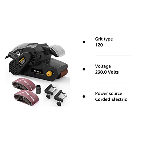 Jellas 750W Belt Sander 76×533mm with 10Pcs Sanding Belts and Dust Bag, Bench Sander with Variable-speed Control, 2 in 1 Vacuum Adapters, 10 Feet