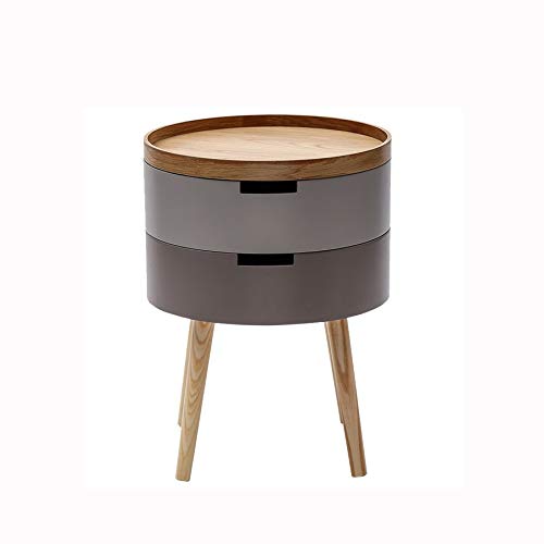 JYDQM Bedroom Small Simple Bedside Table Round Bedside Table, Side Table Double Drawer Bedside Table