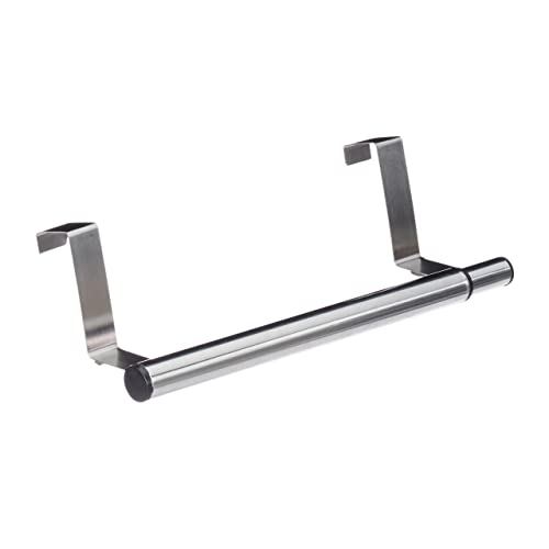 Extensible Removable Towel Rail, Single Rack, No Drilling on Door or Shelf, Max. 40 cm Wide, Stainless Steel, Silver