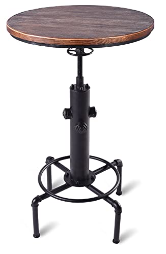 FUBIRUO Industrial Tall Bistro Table 32.3-36.2",Adjustable Swivel Pub Table, Kitchen Dining Coffee Bistro Table Metal Hydrant Stylish Design Tabl