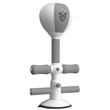 Sit Up Bar Floor with Punching Bag, Portable Sit-up Exercise Equipment with Stress Relief Ball and Adjustable Foot Holder for Home Workout,Gym,Da