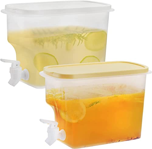 Jucoan 2 Pack 3.5L Fridge Beverage Drink Dispenser with Leak-proof Spigot, Plastic Cold Drink Juice Beverage Dispenser Jug for Party Drink, Juice