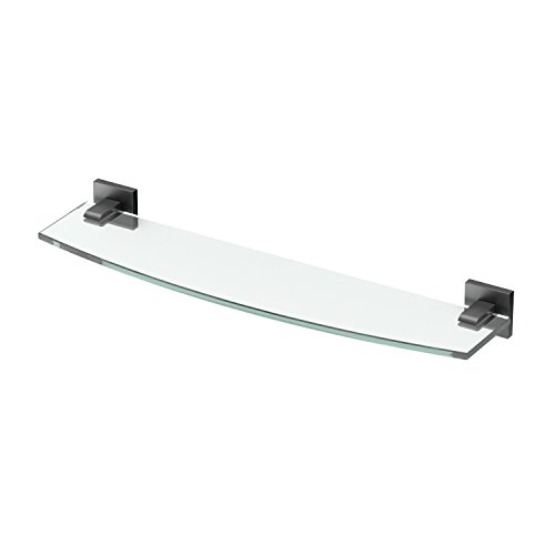 Gatco 4056MX Elevate Bathroom 8mm Tempered Glass Shelf, Matte Black, 20.13"