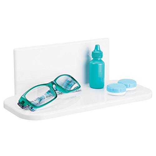 mDesign Self-Adhesive Bathroom Shelf – BPA-Free Plastic – Makeup Storage for Bathroom Mirror – Bathroom Storage for Bath Products and Cosmetics –