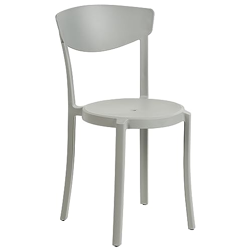 Modern Set of 4 Garden Dining Chairs Lightweight Plastic Light Grey Resistant Vieste