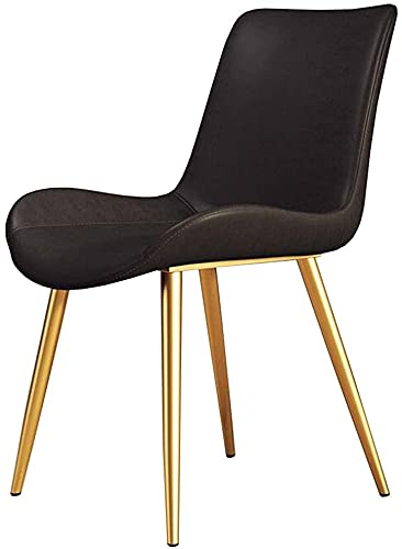 Dining Chair PU Leather Cushion Backrest Table Chair Metal Legs Makeup Chair Office Restaurant Reception Chair Non-slip Foot (Color : Black, Size