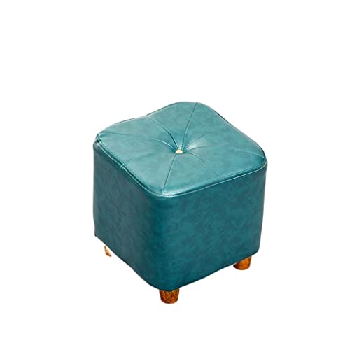 LEIGE Sofa Stool Low Stool Household Living Room Leather Stool Square Seat Stool (Color : Argento, Size : Talla �nica)