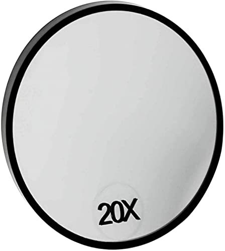 HAJTECH 20X Magnifying Mirror for Precise Makeup - Travel Vanity Mirror -Compact Cordless Portable & Durable Tool- for Bathroom Shaving Eyebrow T