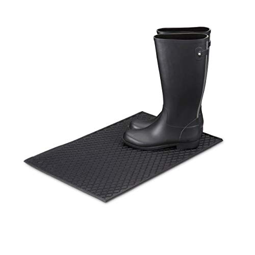 Relaxdays Rubber Doormat 60 x 40 cm Floor Mat made of 100% Rubber Anti-Slip Welcome Mat for Indoor & Outdoor Use, Door Mat Rubber Mat, Black