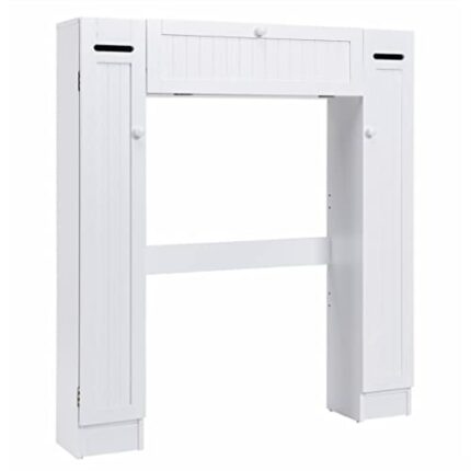 Wooden White Shelf In Toilet Storage Cabinet Floor Door Space Saver Bathroom Cabinet Home Furniture