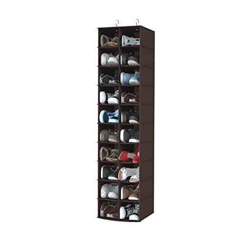 Libeder Hanging Closet Organizers 30 Section Shoe Shelves, Shoe Storage Hanging Shoe Rack, Space Saving Shoe Holder Grey