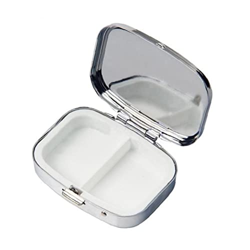 Container 2 Slots Metal Medicine Box Rectangle Painting Small Medicine Case Vitamin Box for Travel Outdoors