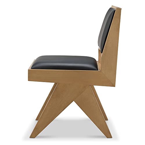 Meelano Side Chair, Oak Leather, Black