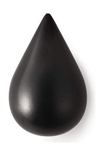 MARGUERAS 4pcs Water Drop Shaped Minimalist Design Decorative Creative Wall Mounted Coat Hat Hanger Hook (Black)