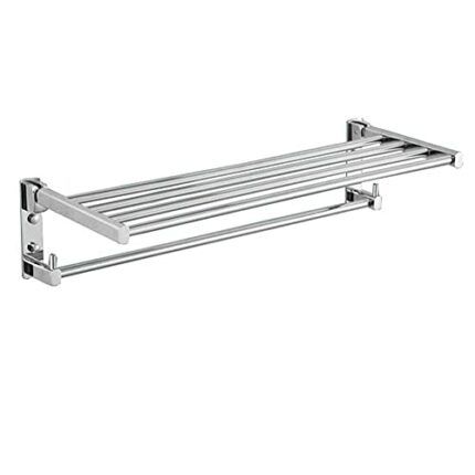 -Shelf,Towel Rack Double Bar Towel Shelf Wall Mounted Bathroom Towel Rack Brass Kitchen Towel Shelves,Chrome Finished,Towel Rail Towels/Bathrobe