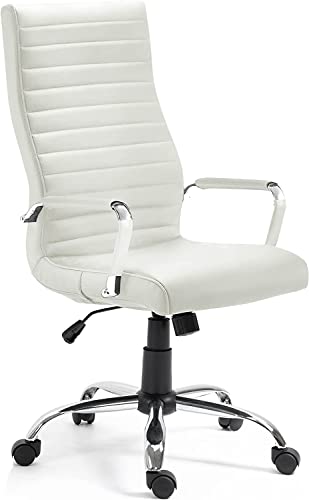 Centro Pu Leather Office Chair, Swivel Computer Desk Chair High Curved Back Office Computer Chair with Lumbar Support Adjustable Height Swivel