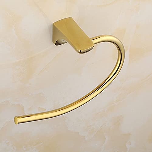 LIUZH Towel Holder Gold Non Perforated Semicircle Towel Ring Bathroom Towel Rack Stainless Steel Towel Rack Bathroom Pendant