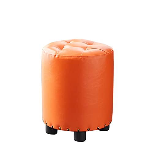 LUKEO Small Stool, Household Living Room Sofa Stool, Solid Wood Leather Pier Stool, Household Round Stool (Color : 3-pack, Size : Talla �nica)