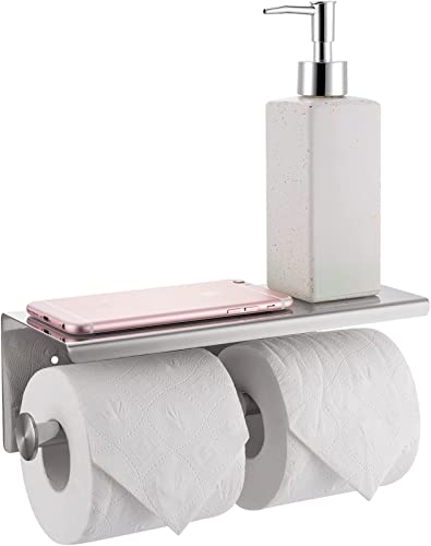 XMING Bathroom Mobile Phone Rack Bathroom Storage Wall-mounted Square Tray Storage Rack Stainless Steel Mobile Phone Tissue Rack Thickened