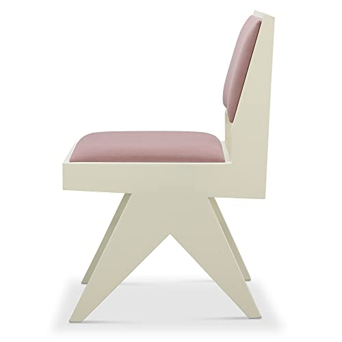 Meelano Side Chair, Oak Velvet, Pink