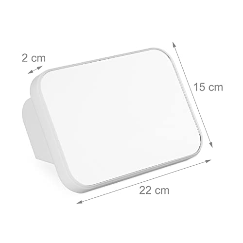 Relaxdays Tilting Cosmetics Mirror, Travel Vanity Mirror for Shaving, Plastic Frame, White