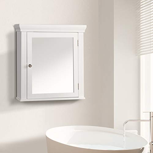 Teamson Home Bathroom Stratford Wooden Mirrored Medicine Cabinet White 6544