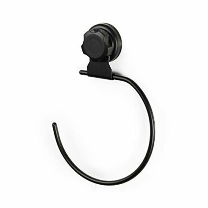 Compactor Bestlock Wall Mounted Towel Ring, Suction Cup Mounting, Supports up to 6 kg, 16 x 2.5 x H.22 cm, Black, RAN9783