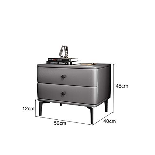 N/A Minimalist Bedside Table Leather Art Storage Cabinet, Bedroom with Drawer Bedside Table