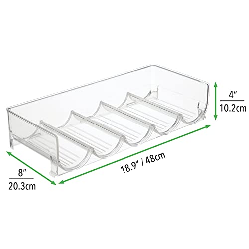 mDesign Set of 2 Stackable Bottle Shelf – Practical Plastic Wine Shelf for up to 5 Bottles – Handy Shelf for Wine Bottles or Other Drinks – Clear
