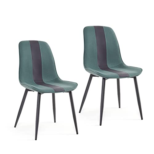 Mondeer Dining Chairs Set of 2, Fabric Upholstered Seat with Metal Legs, Modern Stitching Design for Dining Room Kitchen Living Room Reception Of