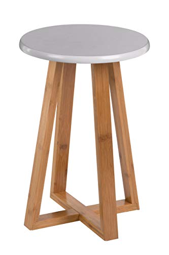 Premier Housewares Bamboo Kitchen Stool Wooden Bar Stool Round Kitchen Stools Bar Stools Bar Stool Stool Chair Wooden Stool White 43H x 30W x 30D