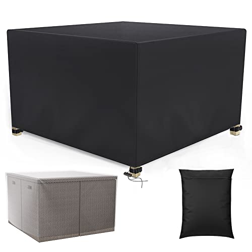 Mrrihand Garden Cube Furniture Covers Waterproof 600D Heavy Duty, Rattan Cube Cover 126x126x74cm Windproof, Anti-UV, Tear-resistant, Outdoor Tabl