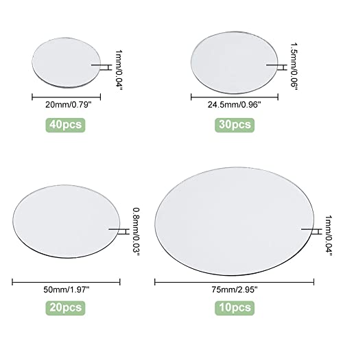 PH PandaHall 100pcs Round Mirror Tiles, 4 Sizes Self Adhesive Mirror 0.78 1 2 3 Inch Acrylic Craft Mirror Circles Mirror Small Mirror Pieces for