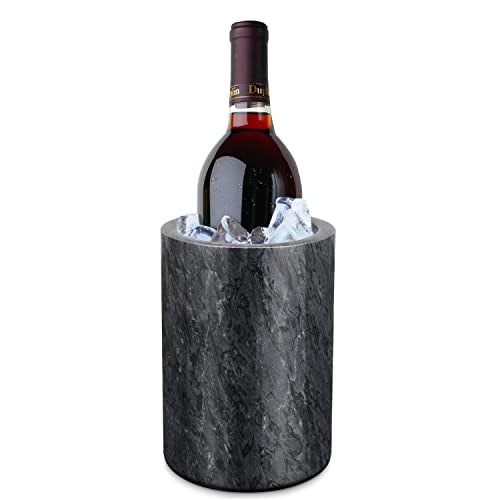 Flexzion Kitchen Tool Crock Utensil Holder and Wine Cooler Chiller, Natural White Marble 5" x 7" Inch, Unique One-Of-A-Kind Pattern Stone Contain