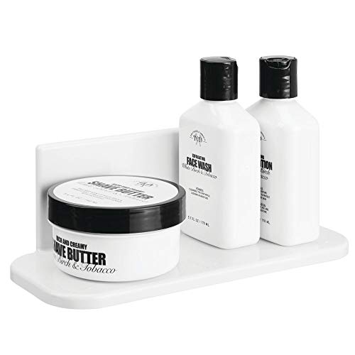 mDesign Self-Adhesive Bathroom Shelf – BPA-Free Plastic – Makeup Storage for Bathroom Mirror – Bathroom Storage for Bath Products and Cosmetics –