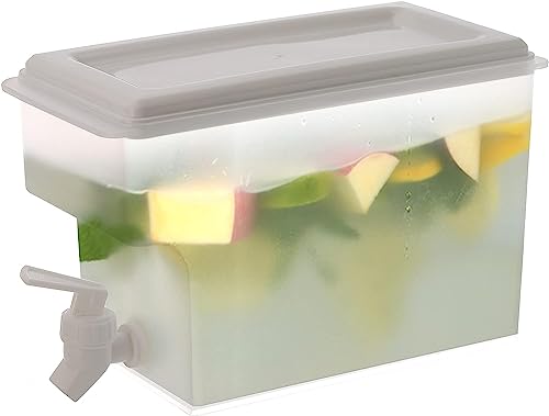 Jucoan 3.5 L /0.9 Gallon Fridge Beverage Drink Dispenser with Leak-Proof Spigot, Square Plastic Water Container Juice Dispenser Jug for Lemonade,