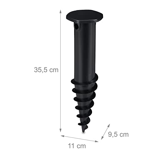 Relaxdays Parasol Anchor, Ground Spike, Screw in, Adapter, 32-50 mm, Plastic, Sunshade, Umbrella, Holder, Secure, Plant