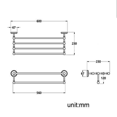 HIGOH Towel Racks,Bathroom Towel Rack Wall Mounted Towel Holder,Bathroom Brass Antique Towel Rack,Retro Bathroom European-Style Towel Shelf