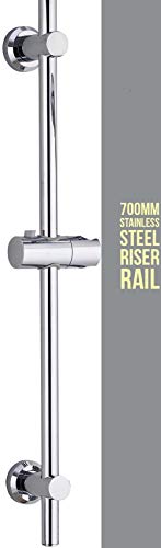 Keenware Chrome Shower Riser Rail with Push Button Adjustable Bracket; 700mm