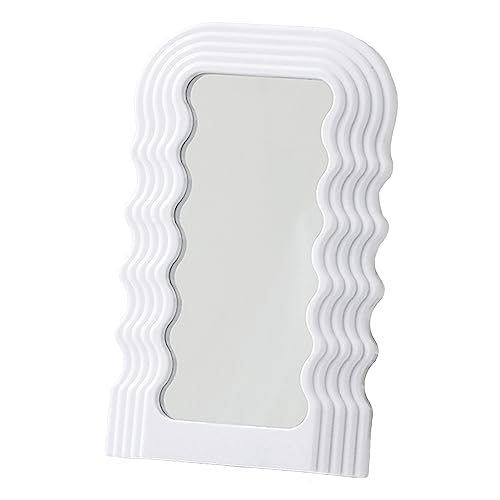 Mokoze Wavy Mirror Irregular Border 16.06"x10" Makeup Mirror for Wall-Mounted and Dressing Table Mirrors,Room Decor for Living Room Bedrooms and