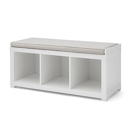 SDFGH 3-Cube Storage Bench Shoe Cabinets Can Sit Shoe Rack Sitting To Change Shoes Convenient and Quick (Color : Argento, Size : Light Grey)