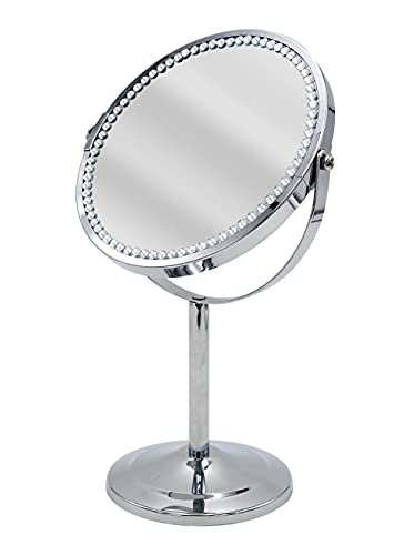 RIDDER Helene Makeup Mirror with Rhinestones Approximately 18.5 x 30 cm Chrome Coloured