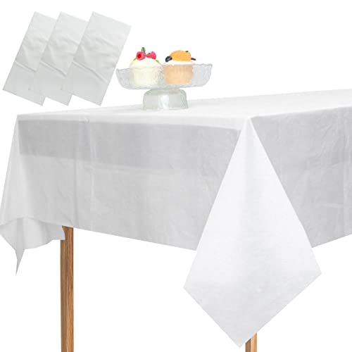 MLMOMVME 3Pcs Rose Gold Dot Table Cloth Plastic Rectangle 137 x 274cm Large Party Table Cover Picnic Baby Shower Birthday Weddings Indoor Outdoor