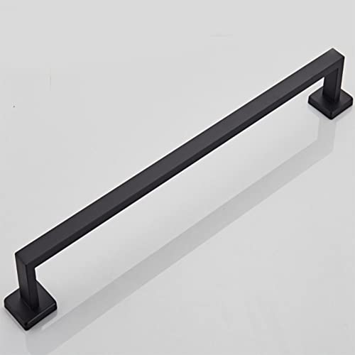 Hoopever SUS304 Stainless Steel Towel Bar Rail 600mm / 24 Inches Black Towel Rail Rack Square Single Bar Bathroom Shelf Screw Wall Mounted Towel