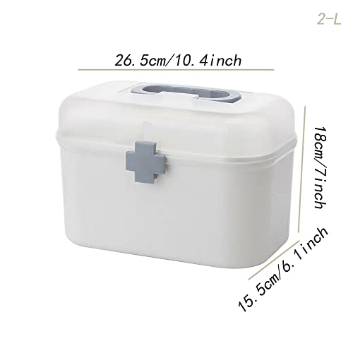 LIKEUDO Medicine Organizer Box First Aid Health Emergency Storage Box Large Capacity Medicine Storage Bins with Lid (L)